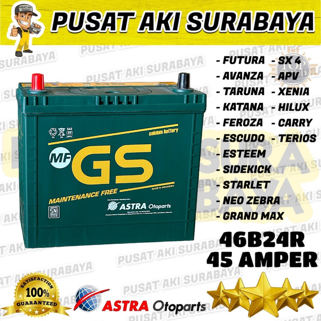 TERLARIS GS ASTRA MF NS60 46B24R ACCU MOBIL SIDEKICK ESTEEM ESCUDO FEROZA KATANA TARUNA AVANZA FUTUR