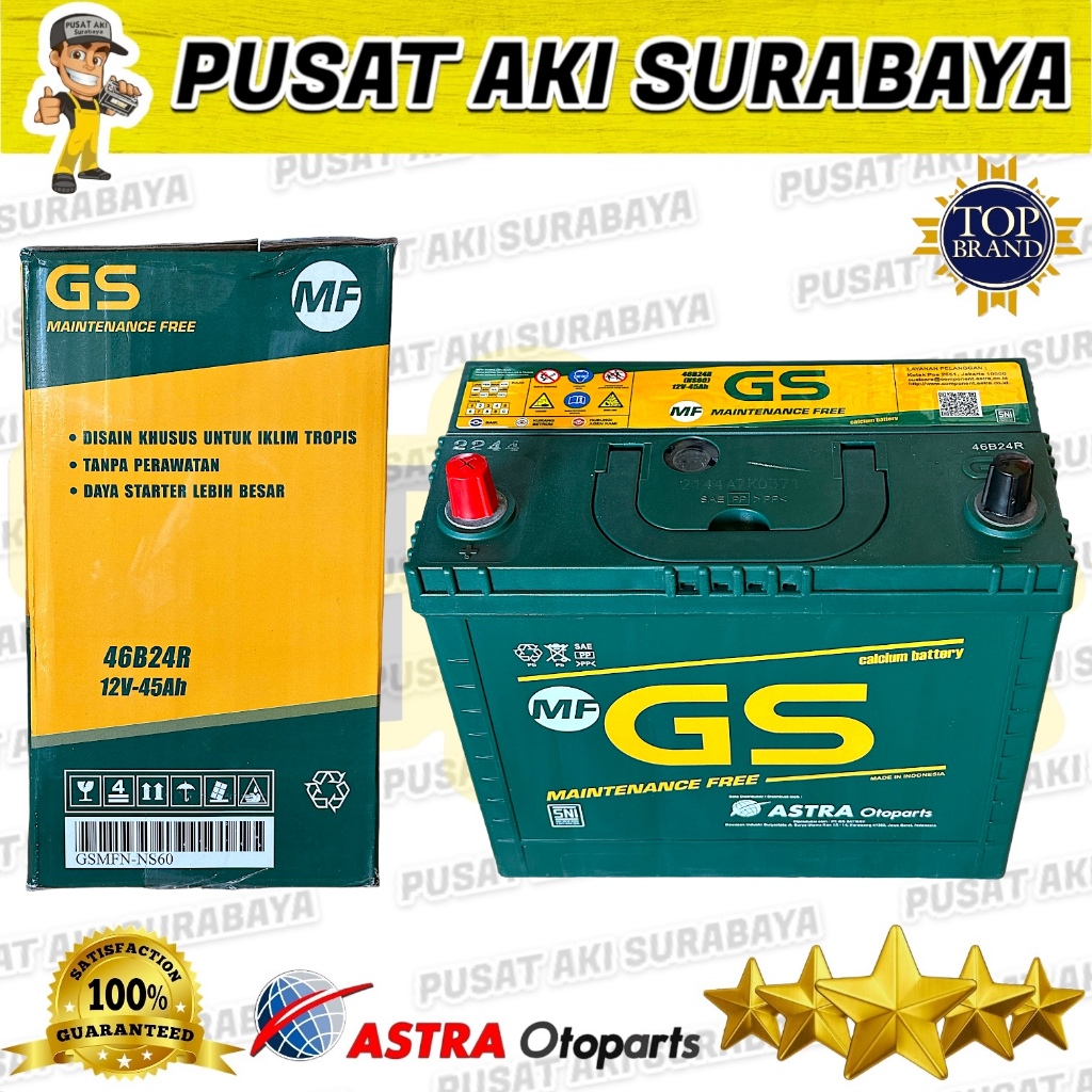 ACCU MOBIL MAINTENANCE FREE GS ASTRA MF NS60 46B24R NEO ZEBRA GRAND MAX SX 4 APV XENIA HILUX CARRY T