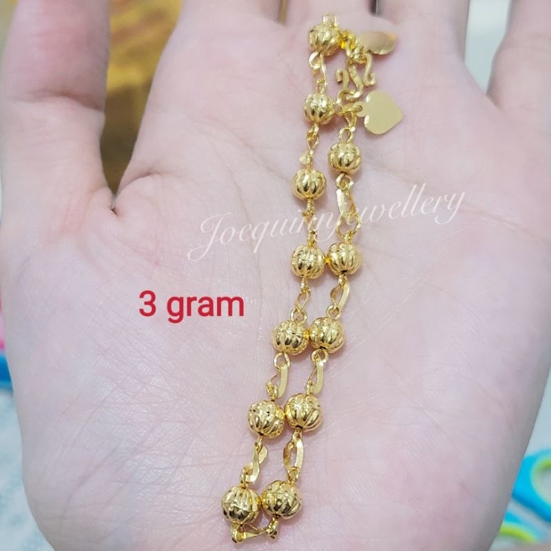 gelang 3 gram emas muda model lampion dan donat