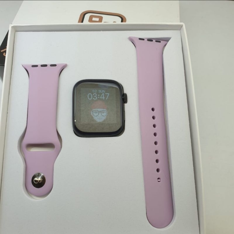 Jam tangan smartwatch t500 tali lilax ungu muda taro smat watch fundo pro iwo 10