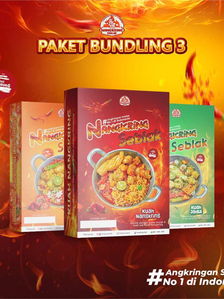 

[ TERLARIS & TERPERCAYA ] Nangkring Seblak Paket Bundling 3 Seblak Original Kuah Nangkring Pedas Gurih Asam Manis Jadul Nyemek Seblak Instan Viral Asli Bandung Halal