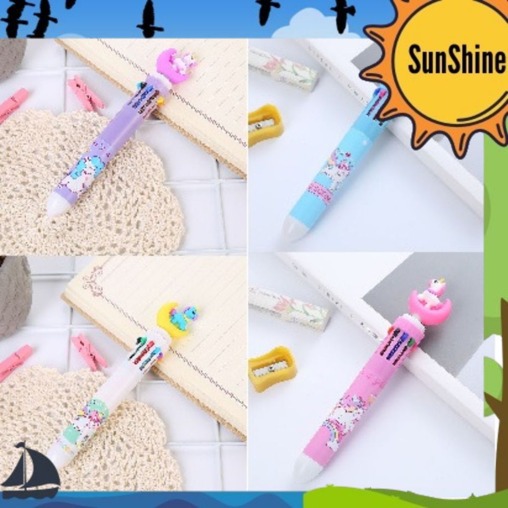 

✨ Sunshine Fancy ✨ Pulpen Warna 10 in 1 Color Unicorn Moon Ballpoint Pen S9009