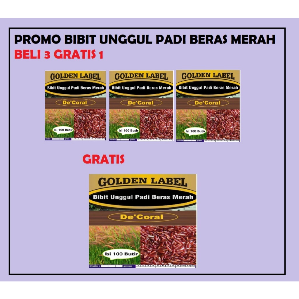 Promo Bibit Unggul Padi Beras Merah Beli 3 Gratis 1