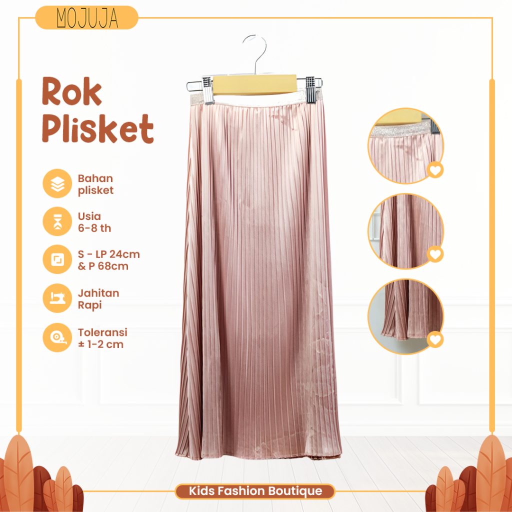 Rok Plisket Anak Perempuan Bawahan Rok Anak Mayung Lipatan Usia 6-8 Tahun