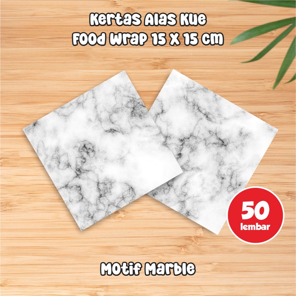 Kertas Alas Roti Motif Marble 15x15 cm | Foodgrade Alas Roti Bungkus Makanan Kekinian (50)