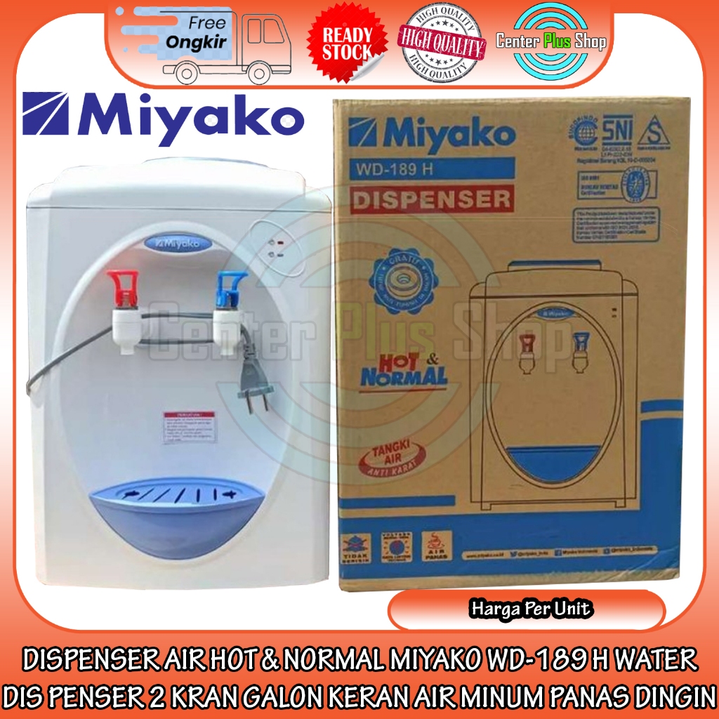 Miyako Galon Atas Penyaji Air Minum Dispenser WD-189 H Dua Kran Keran Panas Dingin Mesin Tangki Filt