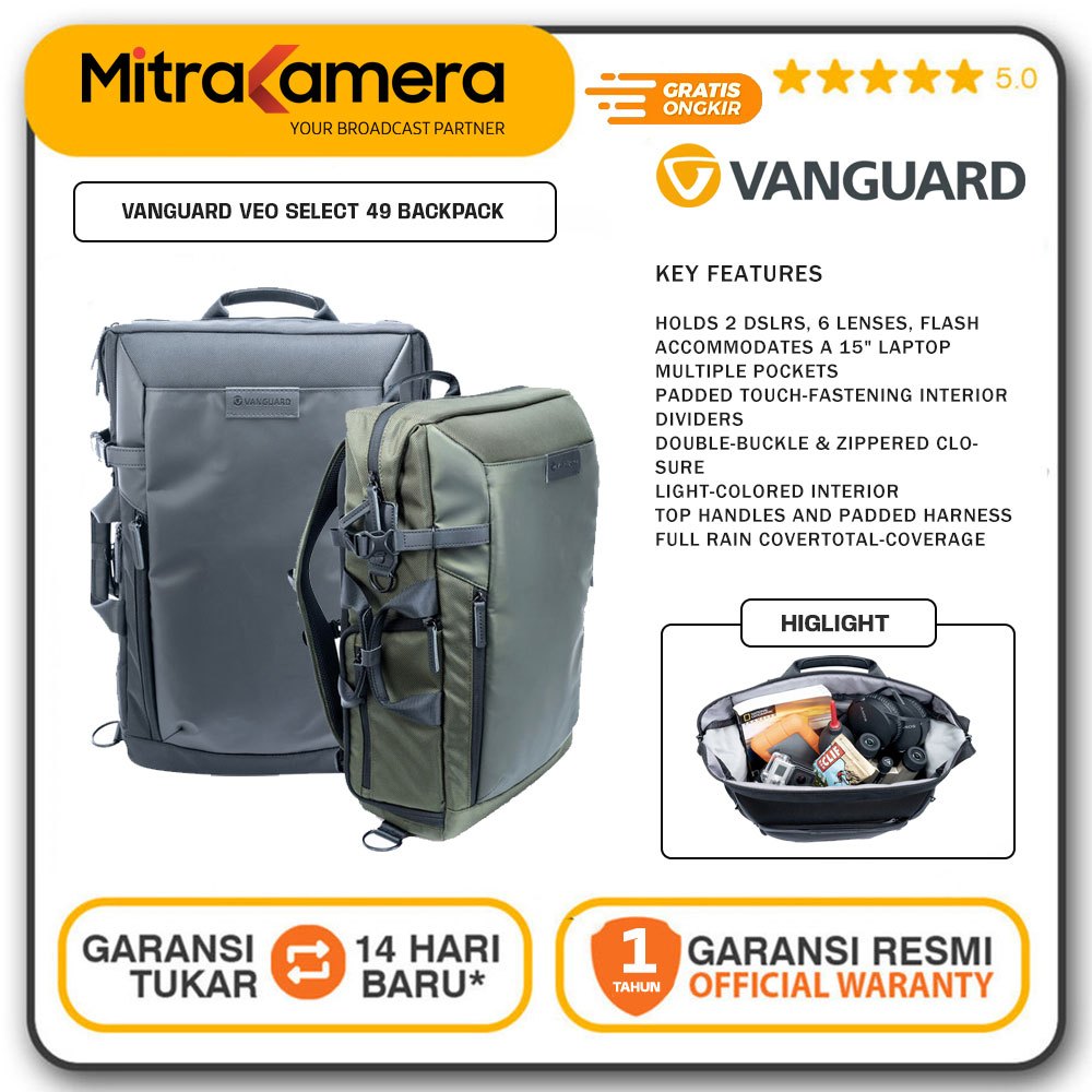 Tas Vanguard VEO Select 49 Backpack - Tas Kamera Backpak