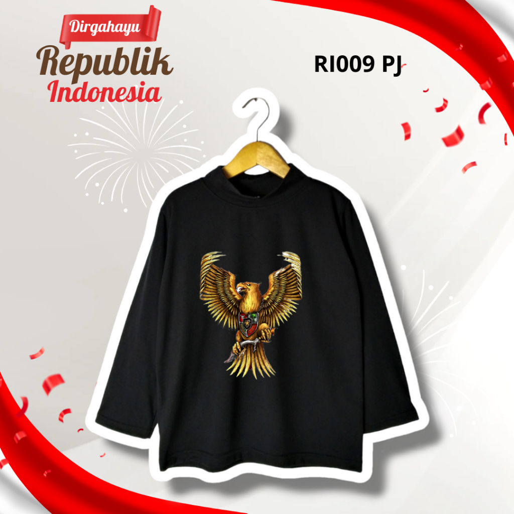 RI009 Atasan Lengan Panjang Turtle Neck - Baju Atasan Kaos Top Hijab Anak Perempuan Laki-laki Kerah 