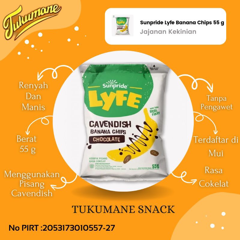 

Sunpride Lyfe Chocolate Banana Chips Cavendish Cemilan Biskuit Pisang Coklat Pisang Garlic Bawang Cavendish