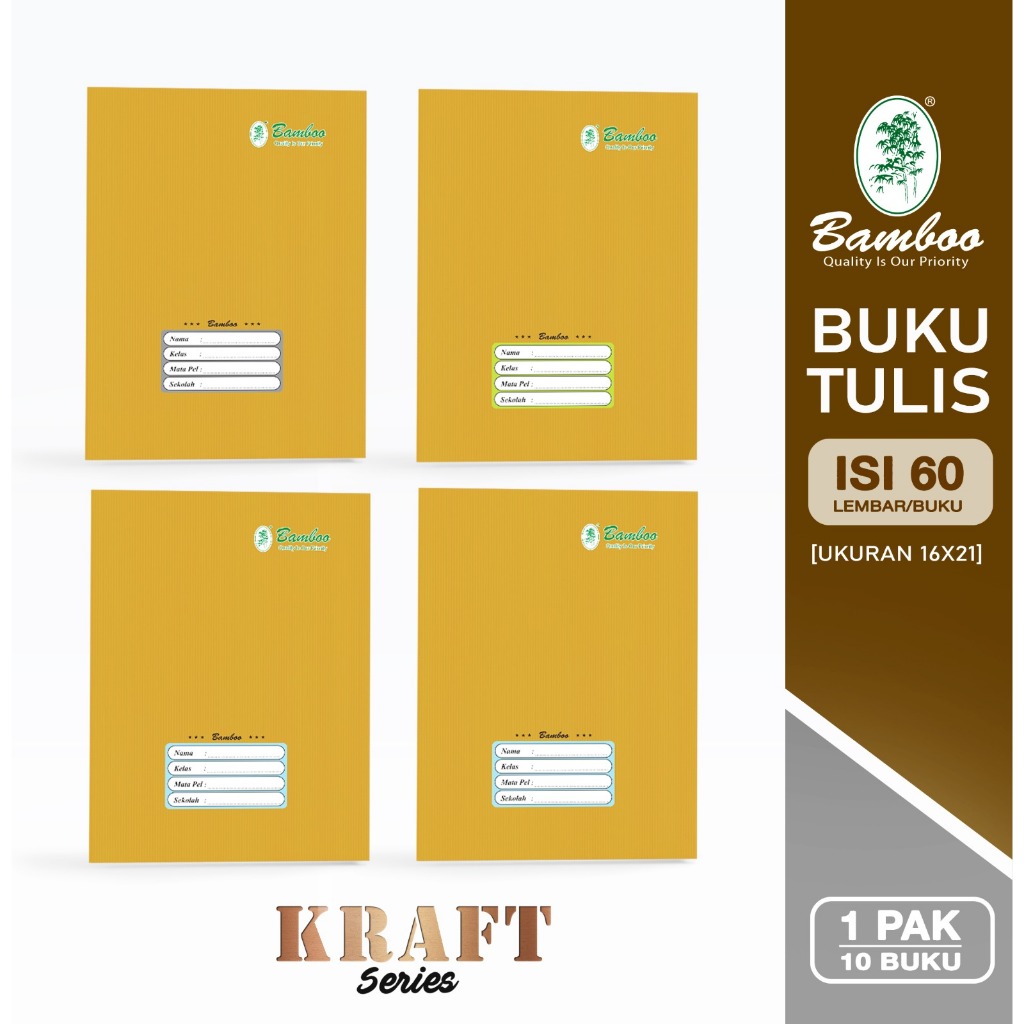

BAMBOO BUKU TULIS KWARTO 60 KRAFT SERIES [ 1 PAK/ 10 BUKU ]