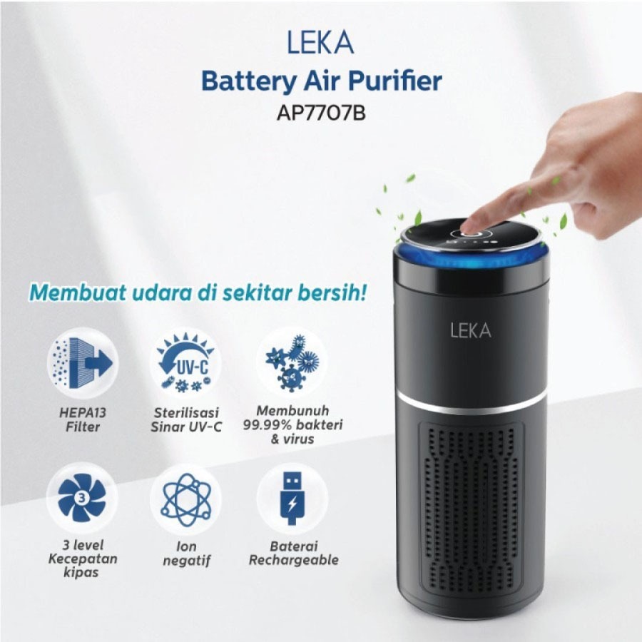 LEKA AP7707 Battery Air Purifier - HEPA13 Filter Sinar UV-C Portable - AP7707