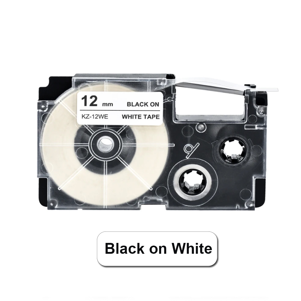

Label Tape Casio 12mm Compatible XR12WE Compatible Casio Typewriter Printer KL-60 KL-60SR KL120 EZ Label Maker XR-12WE