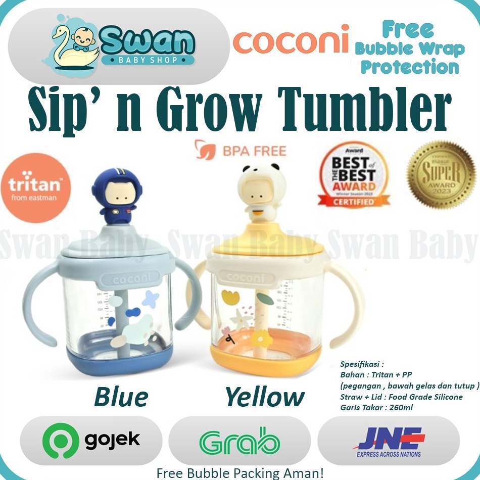 Koleksi Terbaru Coconi Sip n Grow Tumbler 26ml  Sippy Cup  Gelas Susu Anak Sedotan