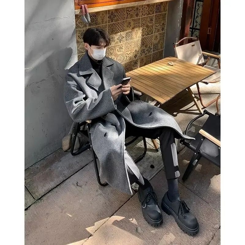 long coat pria mantel pria musim dingin