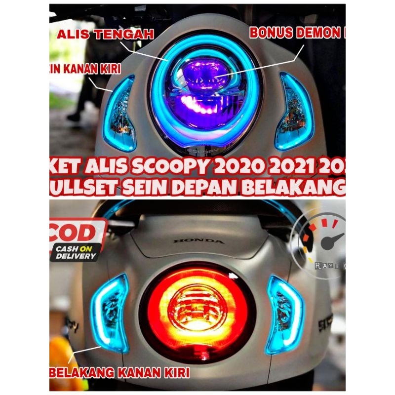 LAMPU ALIS NEW SCOOPY 2020 -2023 / PAKET 1SET ALIS DAN SEIN GRATIS DEMON/DEVIL EYES DRL FLEXIBLE / 6