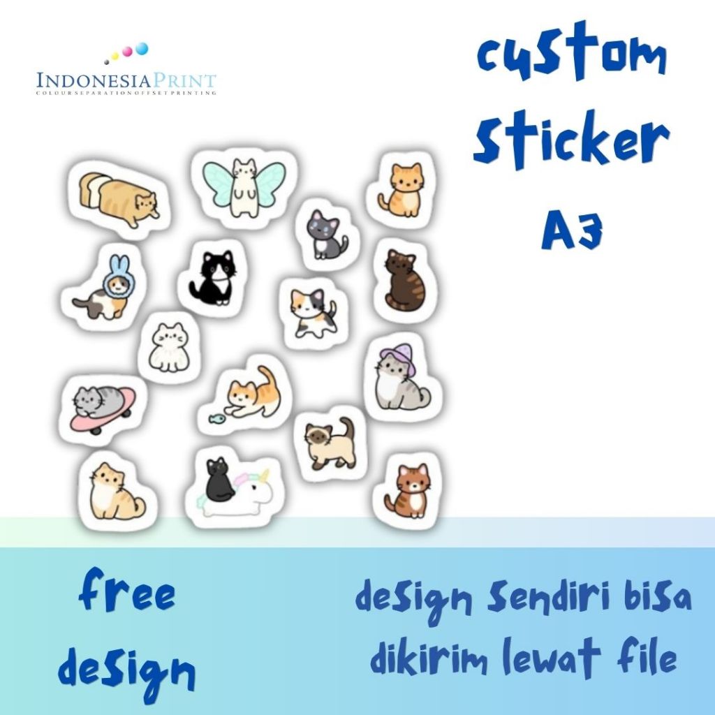 

CETAK STICKER CUTTING A3 CUSTOM FREE DESIGN MATARAM LOMBOK