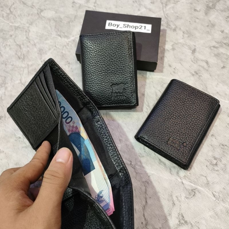 OOTD (COD)Dompet Lipat 3 Pria Mini Bahan Kulit Sapi Asli/Dompet Lipat 3 Ukuran Mini Bahan Kulit Asli