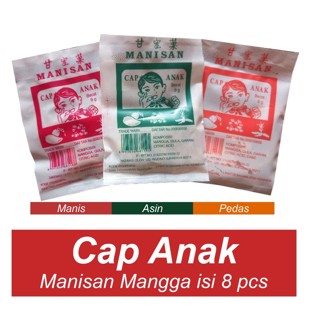 

Manisan Mangga Cap Anak 3 Varian Rasa ( sebks isi 8 Pcs ) Exp Sept 2025 PROMO