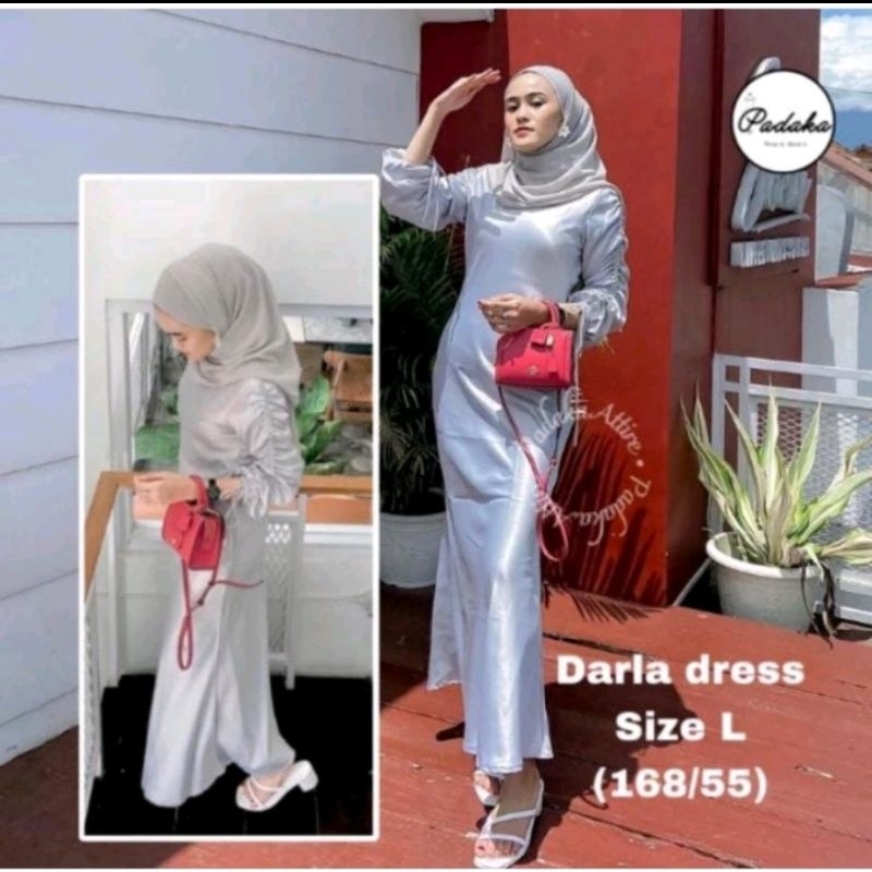 Dress darla silk satin kondangan outfit kekinian |  Dress Satin Silk Busui Friendly Gamis Satin |   