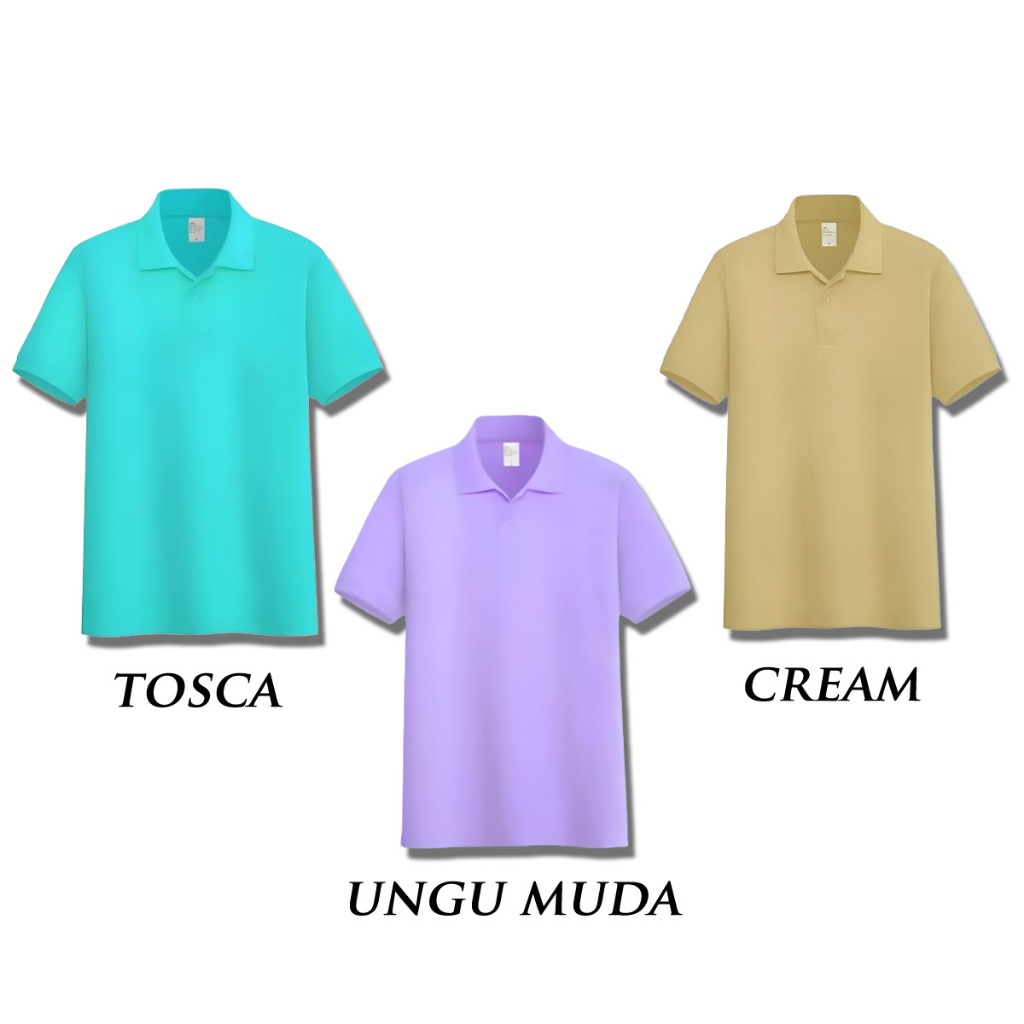 Baju kaos polo Pria dan wanita Lengan pendek Warna Ungu muda, Tosca dan Cream Terbaru / kaos kerah p