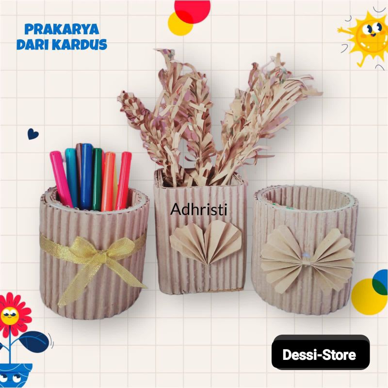 

Prakarya tempat pensil/alat tulis/vas bunga dari kardus