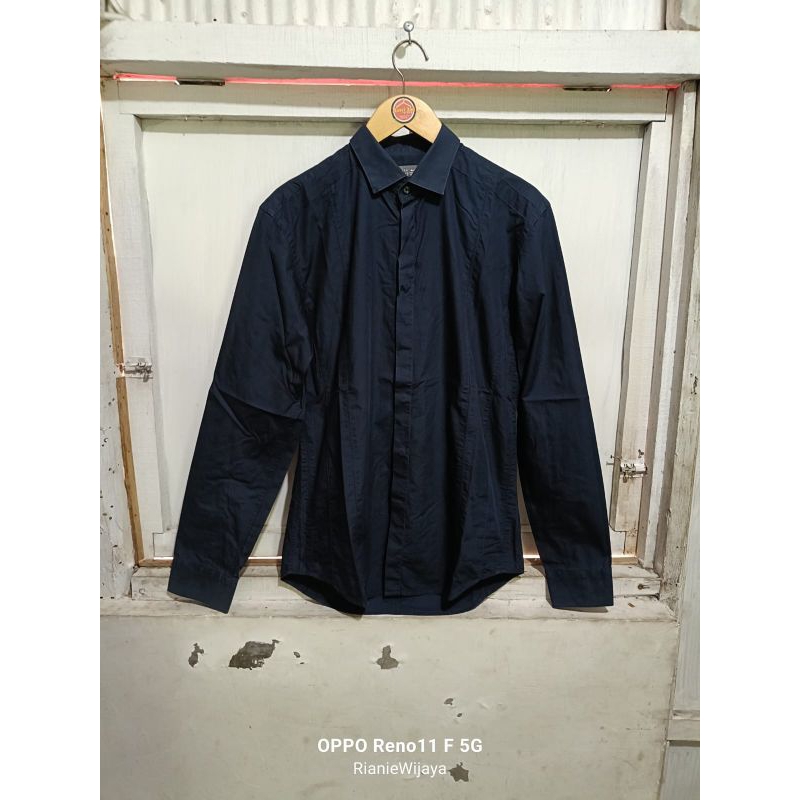 Kemeja Zara Man Slim Fit Navy Original