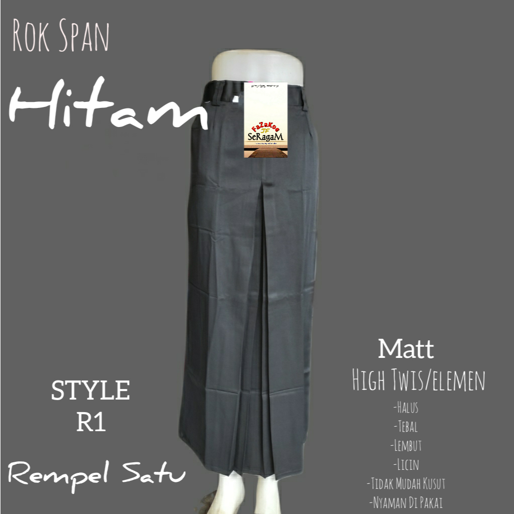 Rok Span Hitam Rempel Depan Satu