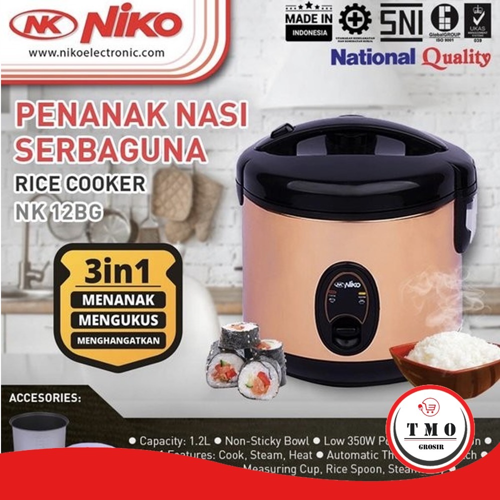 Niko Rice Cooker Penanak Nasi 1,2 Liter NK 12 BTQ / WS / BG