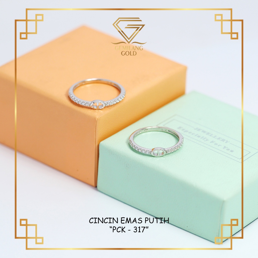 CINCIN EMAS PUTIH KADAR 8K (375) CINCIN EMAS PUTIH MODEL BARU LISTRING PCK-371 | GEMILANG GOLD