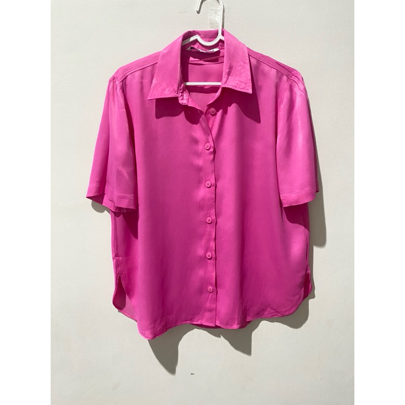 Zara Shirt/Blouse/Kemeja/Blus Size M Pink Color
