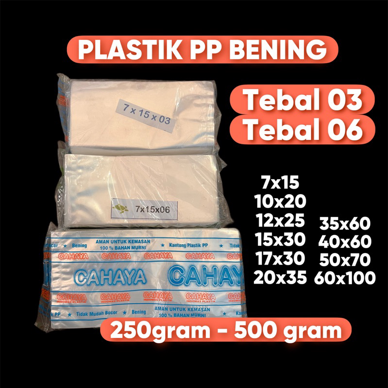 Plastik PP Bening / Plastik PP / Plastik Kemasan / Plastik PP Tebal 03 / Tebal 06
