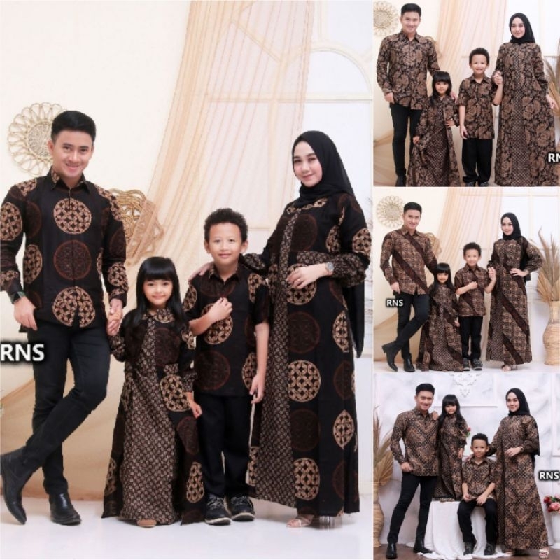 Baju Batik Sarimbit Couple Keluarga Gamis Kemeja Lengan Panjang Katun Premium Motif Prasasti Batik K