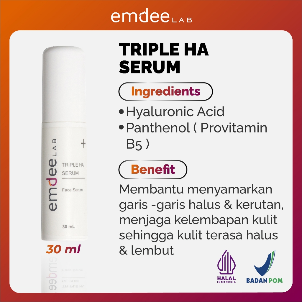Emdee Lab Triple HA Serum - Melembabkan dan mengurangi penuaan dini