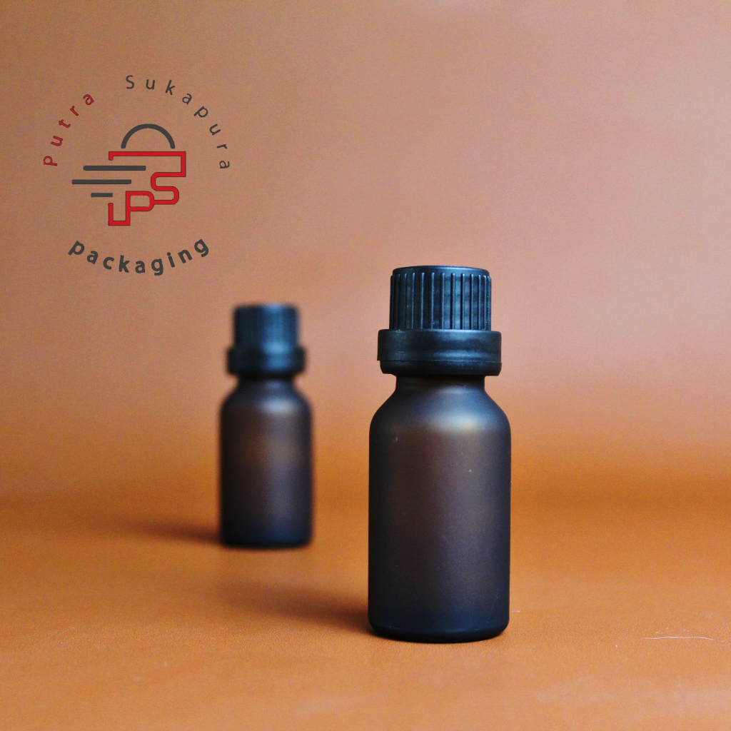 Botol Kaca Filler 15ml Frosted  Botol Tetes 15ml Kaca / Botol Kaca Kemasan Essential oil 15ml Tutup 
