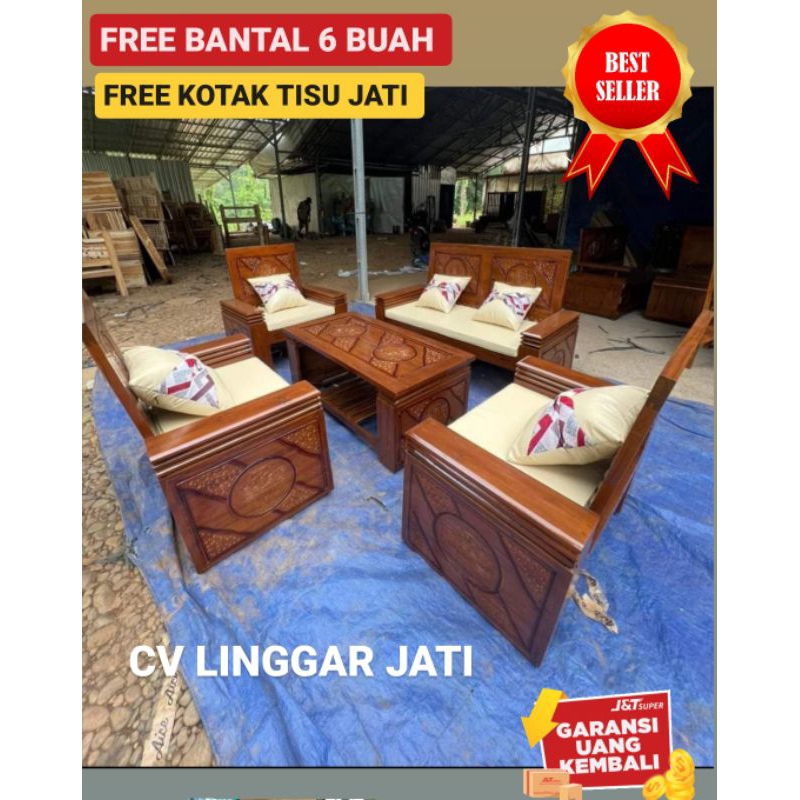 Bangku Tamu Jati Kursi Ruang Tamu Minimalis Kayu Jati Free Bonus
