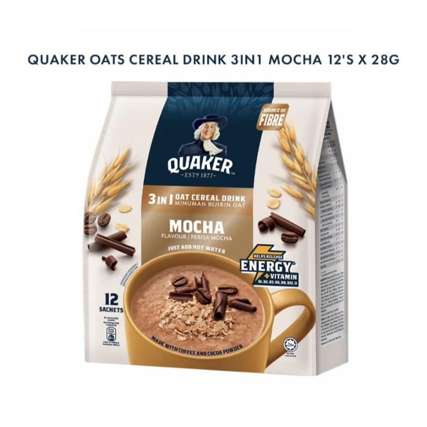 

Quaker 3 in 1 oat cereal drink mocha isi 12 sachet chocolate isi 15 sachet