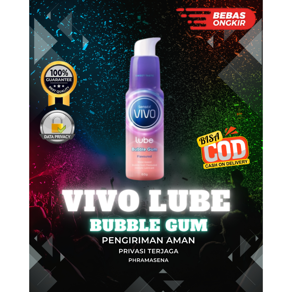 VIVO BUBBLE GUM Lubricant Gel 60 ML Pelicin dan Pelumas Sex Pria Wanita