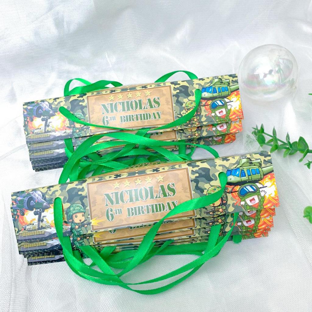 

Army Tentara Cute Label Snack Goodie Bag Birthday / Kantong Plastik Souvenir Ulang Tahun