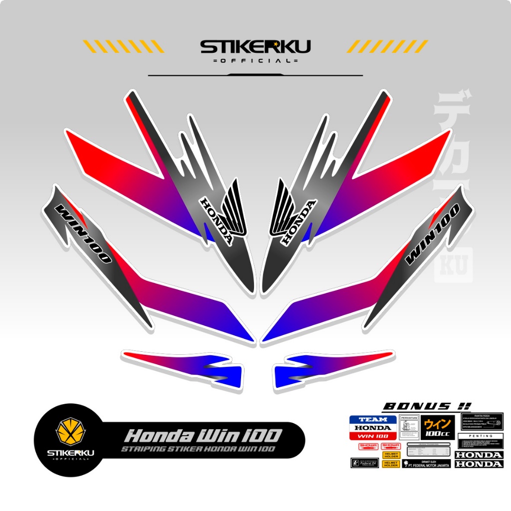 STRIPING HONDA WIN / MOTIF 108 / STICKER WIN 100 / STIKER VARIASI WIN 100 VIRAL / STIKERKUDECAL
