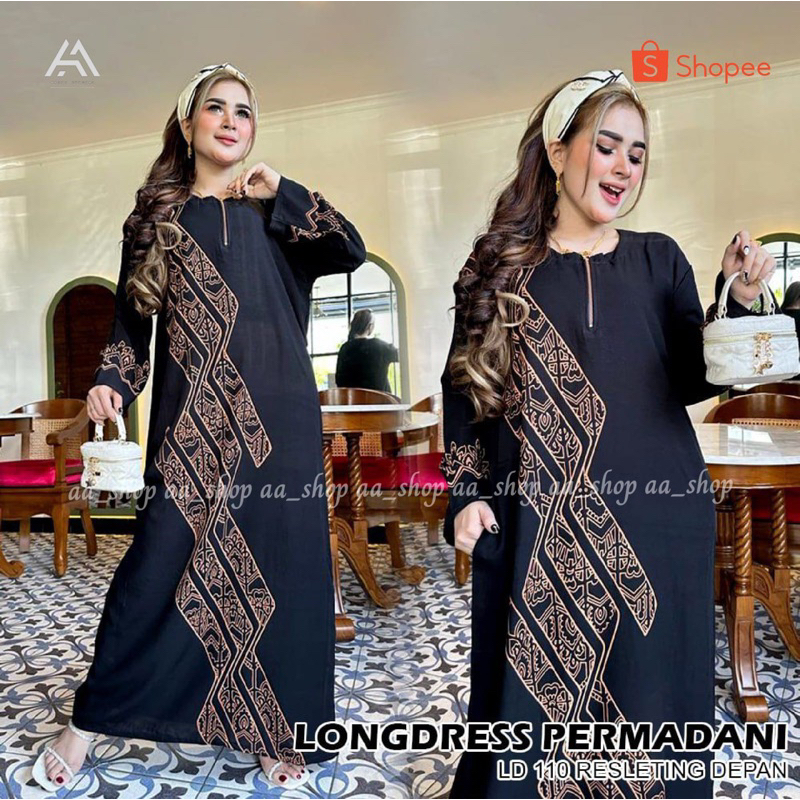 Daster Panjang Bahan Rayon/Daster LongDress Lengan Panjang LD 110 PB 130/Daster Elegant