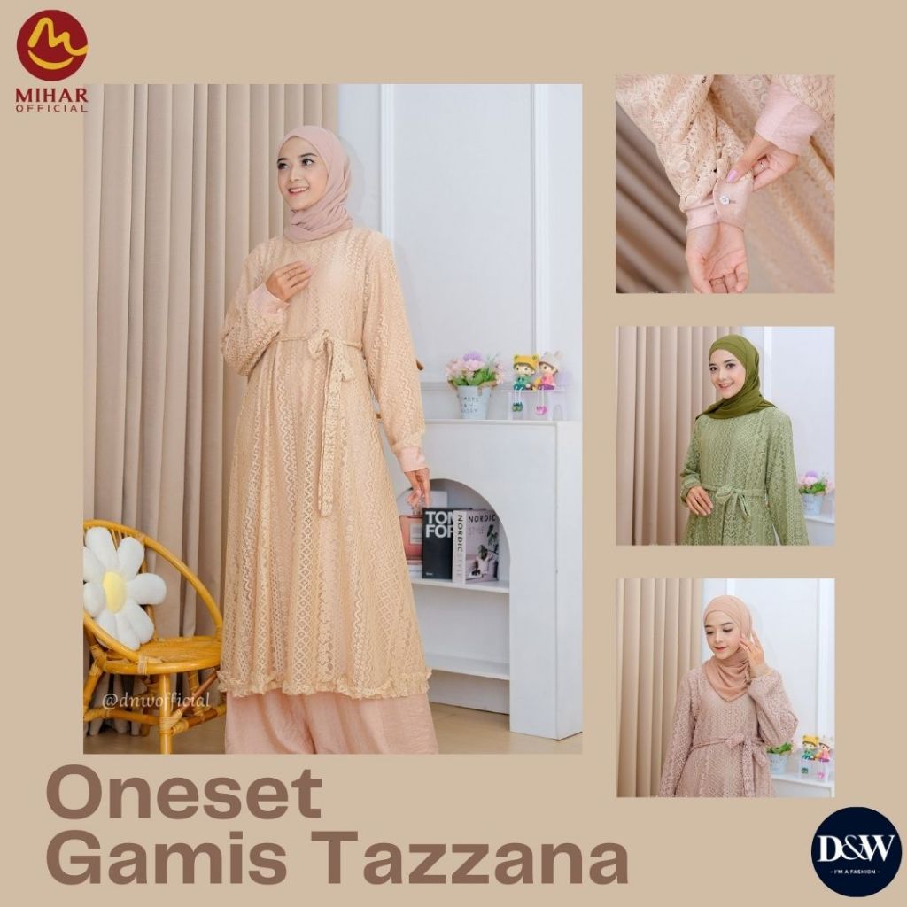 D&W - ONESET GAMIS TAZZANA / GAMIS PEREMPUAN / ONESET GAMIS / BAJU MUSLIM / FASHION / SETELAN MUSLIM