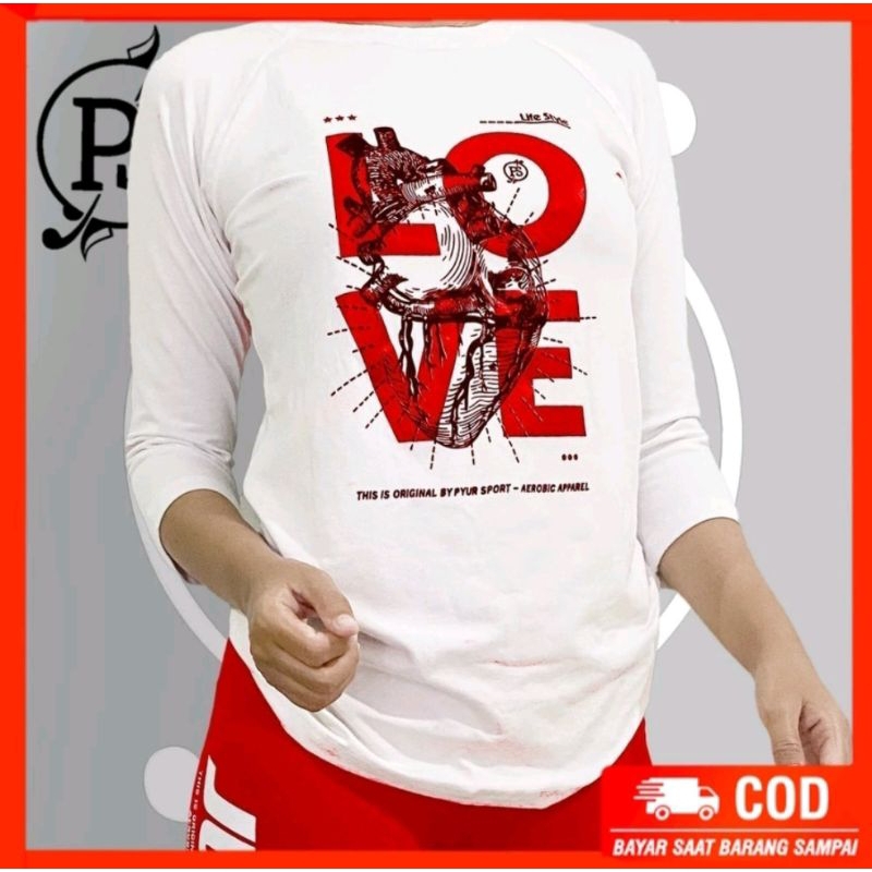 Pyursport ~ Kaos senam Pyursport merah putih Original Pyursport