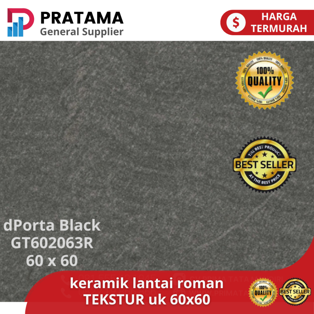ROMAN kEramik TEXTUR granit lantai 60x60 dPorta Black | surabaya