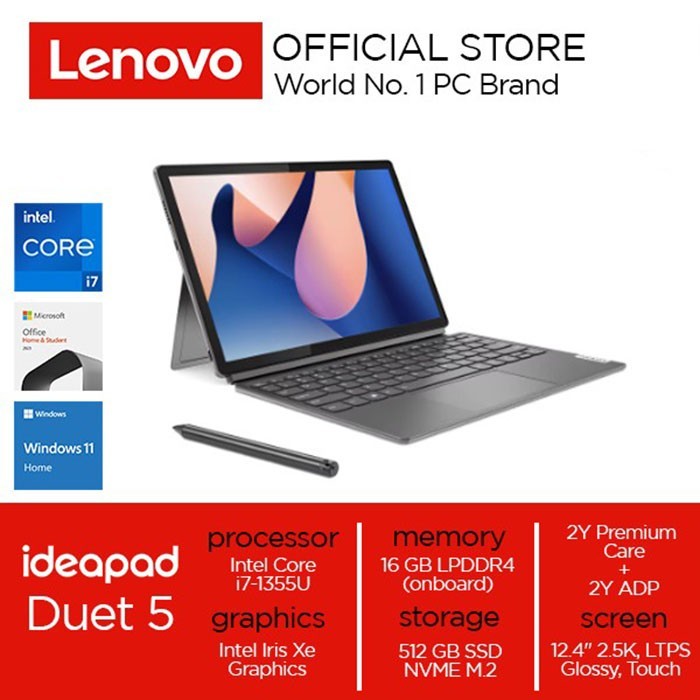 Lenovo Ideapad Duet 5i 5 2 in 1 83B3004NID i7-1355U 16GB 512GB Iris Xe 12.4" 2.5K