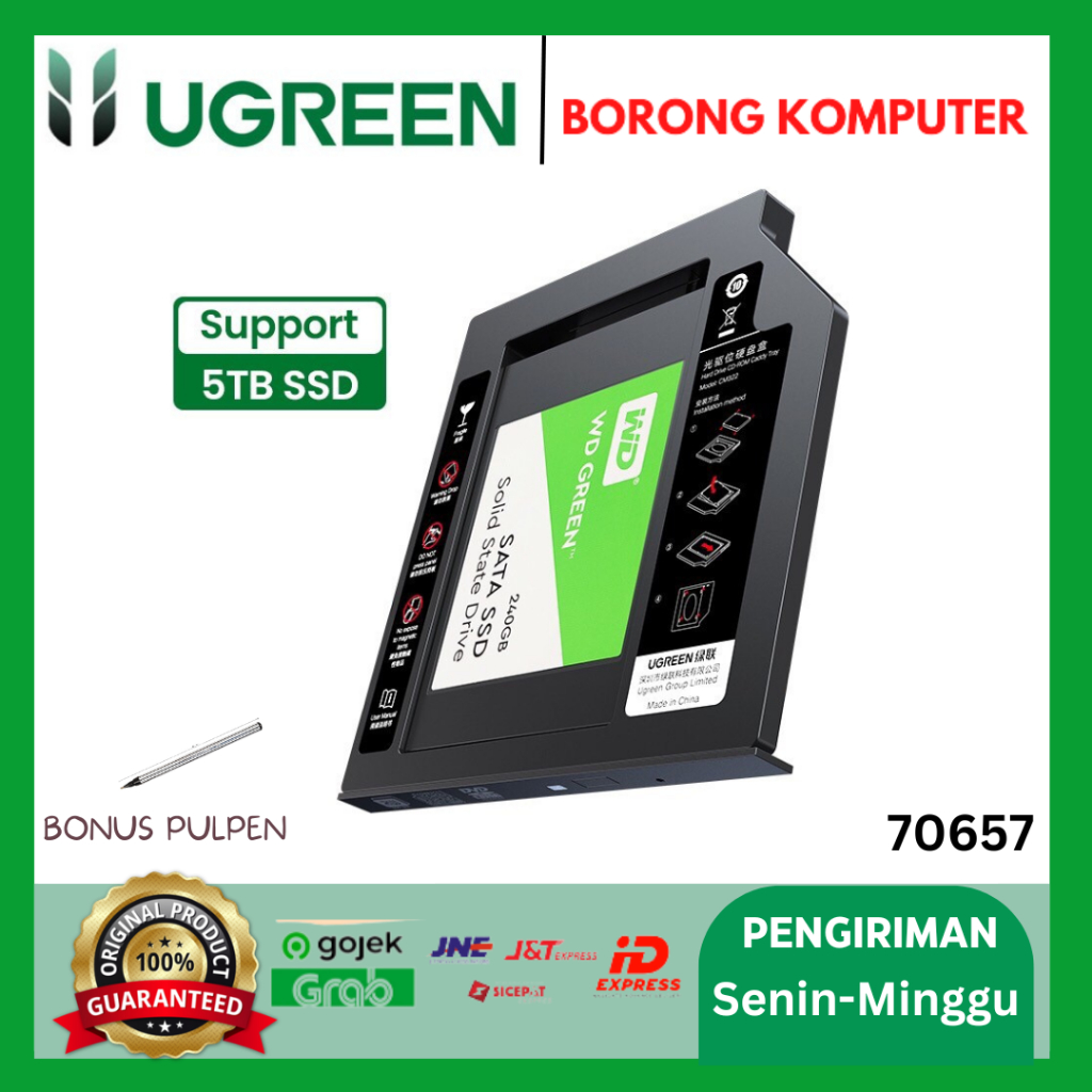 Ugreen SATA HDD SSD Caddy for 9.5mm Notebook Tray 70657