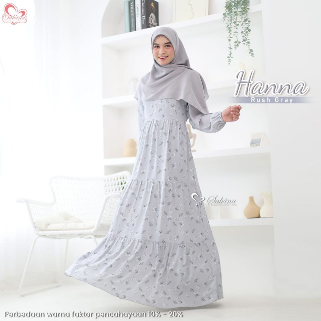 DRESS MOTIF BAHAN MANGO CRINKLE SET VOAL ORIGINAL HANNA DRESS BY SALVINA HIJAB