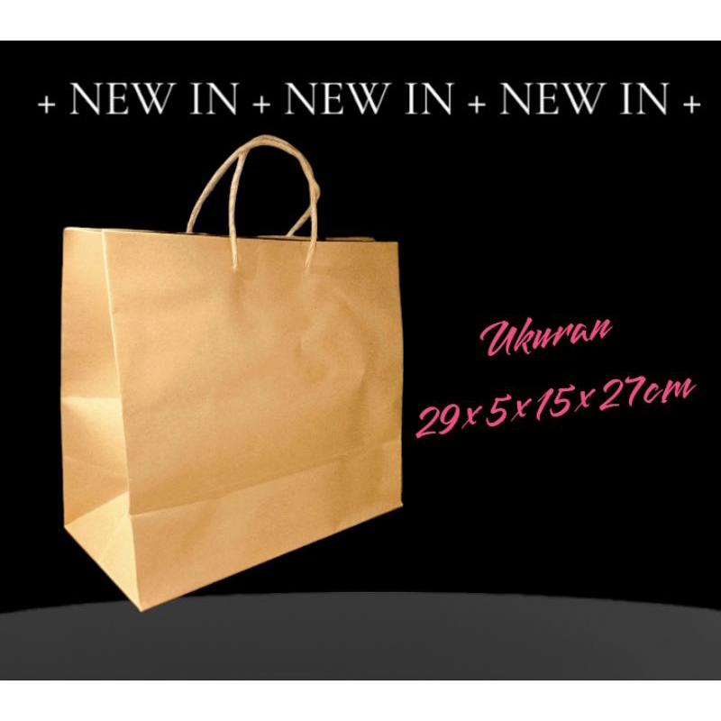 

Paper Bag Shopping Bag Polos Tebal ukuran 29,5×15×27 cm, 1pcs