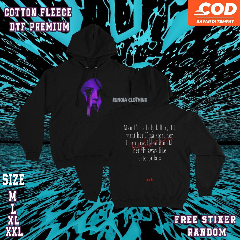 Jacket Hoodie Eunoia Lady Killer Lyrics | Hoodie Pullover ~ Free Sticker