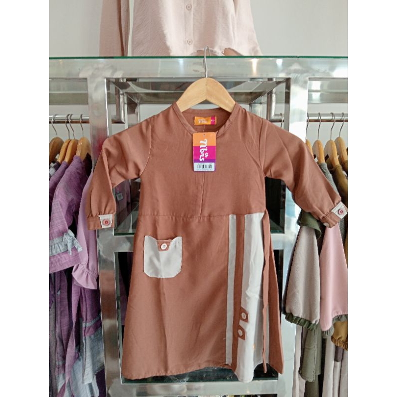 Gamis anak NSA 070 Coklat milo