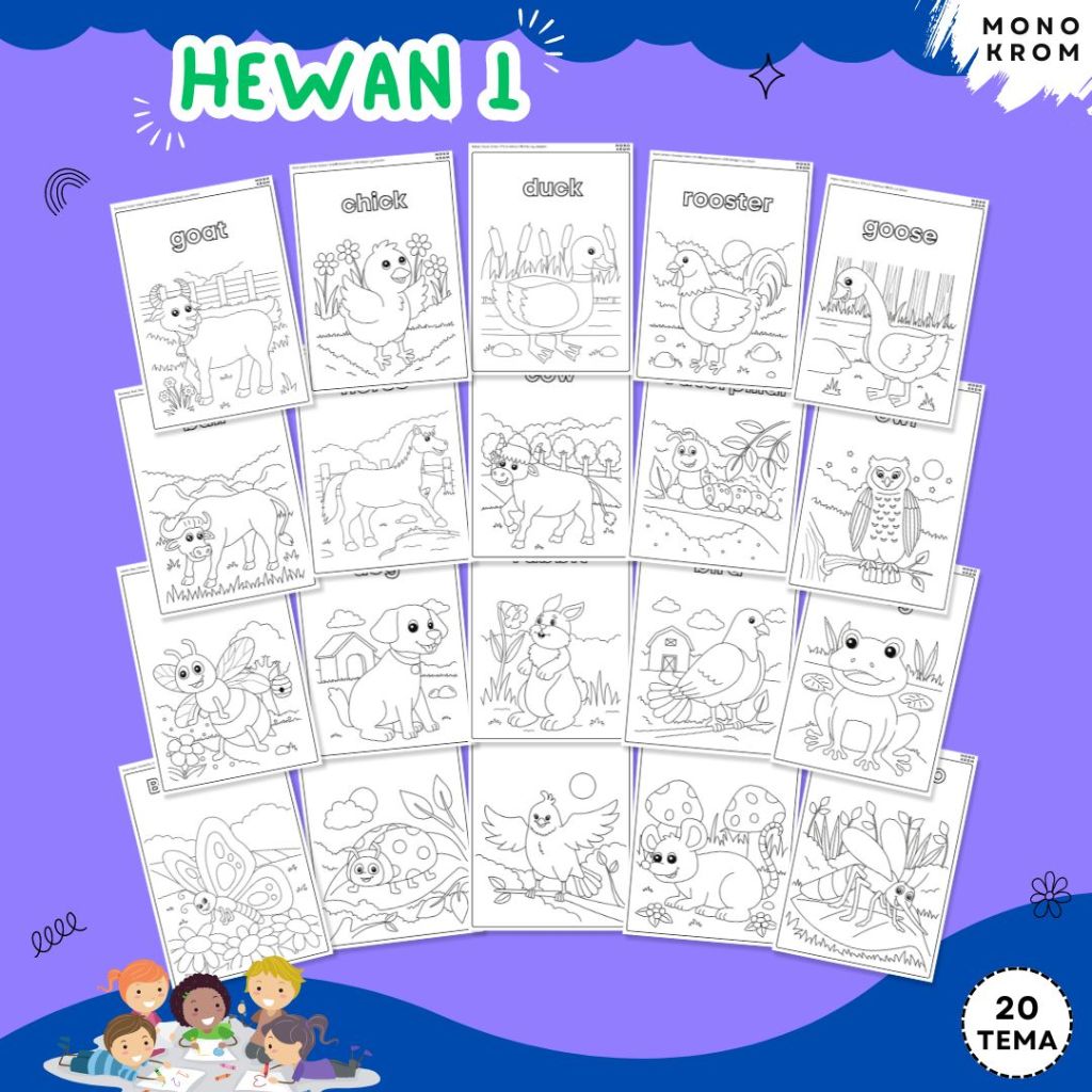 

Kertas Gambar Mewarnai - Coloring Page - Hewan Part 1